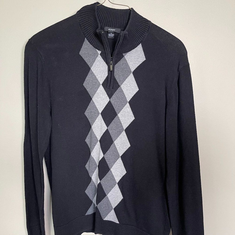 Alfani Men's Quarter-Zip Long Sleeve Sweater | Color: Black | Size: M